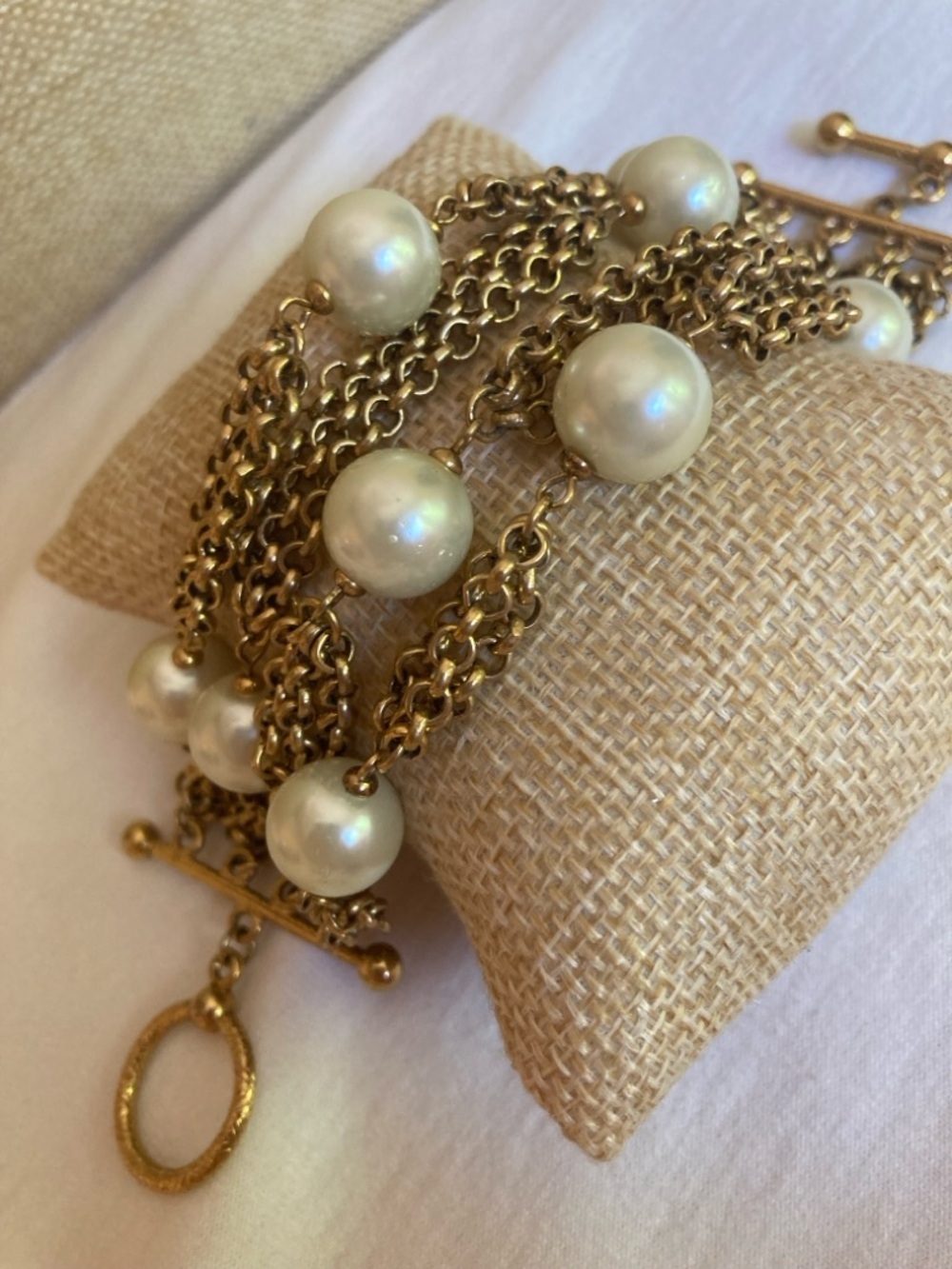 Multi Chains and Faux Pearls Statement Bracelet - Picture 6 of 6